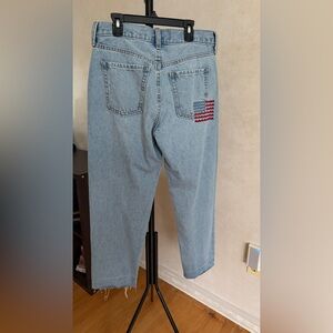 Old Navy Light Blue Relaxed Jeans with Flag Detail
